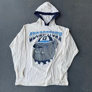 Men's Vintage 90's Georgetown Hoyas Bulldogs Lightweight Hoodie Sweatshirt Sz L